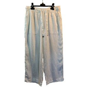Joie 100% Linen Womens Wide-Leg Pants White Size L Made In Bangladesh